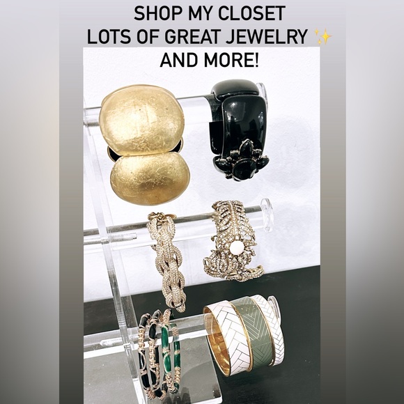 Vintage black jeweled cuff - Picture 6 of 7